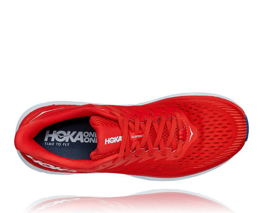 Hoka One One Hardloopschoenen Heren - Clifton 7 - Rood/Wit - YT4985620